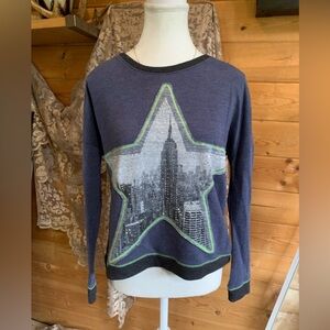 Vintage 90โsโ Long Sleeve City Night Skyline Studded Indie Grunge Womenโs Medium